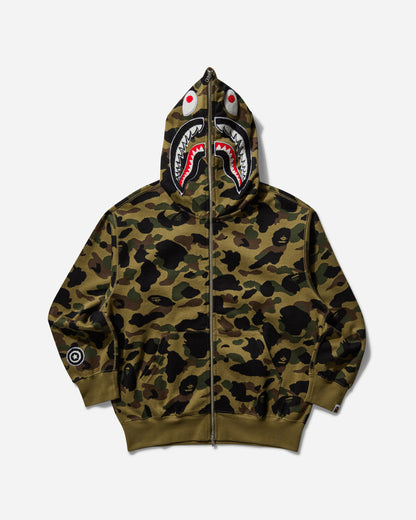 A Bathing Ape 1St Camo Jacquard Shark Relaxed Fit Full Zip Hoodie M Green Sweatshirts Hoodies 1L30115304 GREEN