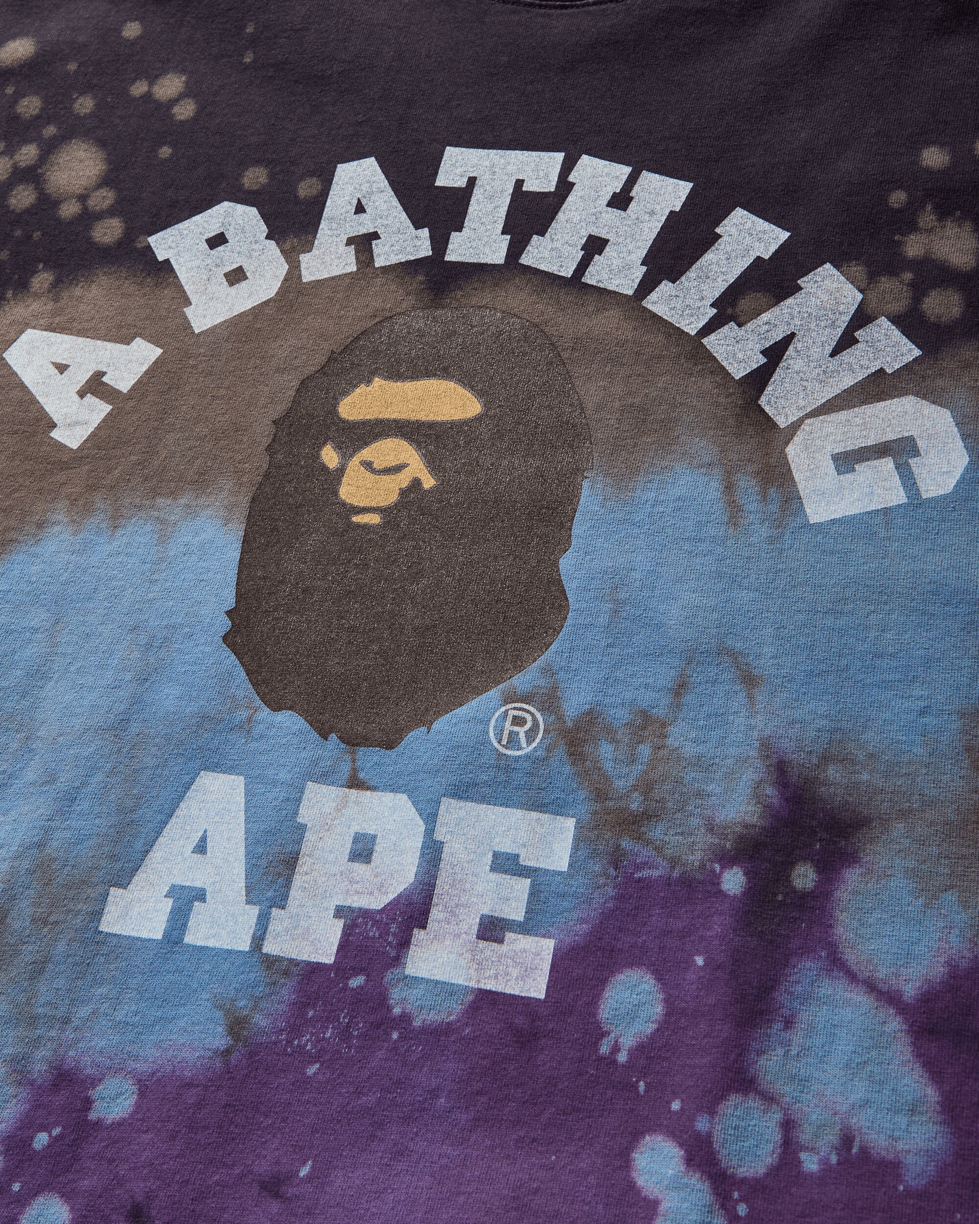 A Bathing Ape Tie Dye College Relaxed Fit Tee M Black T-Shirts Shortsleeve 1K80109003 BLACK