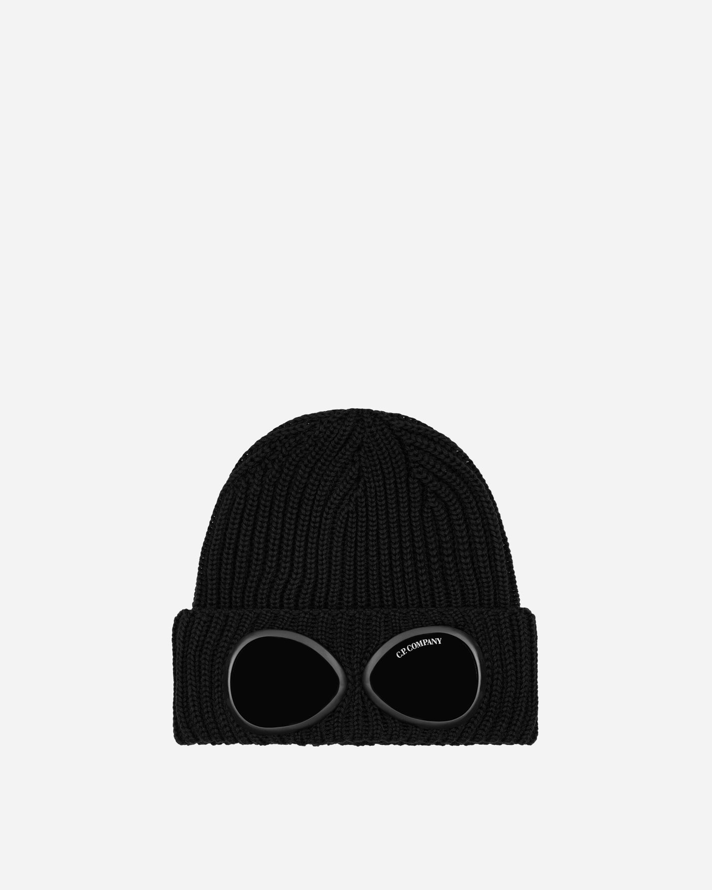 C.P. Company Extra Fine Merino Wool Goggle Beanie Black Hats Beanies 17CMAC122A005509A 999