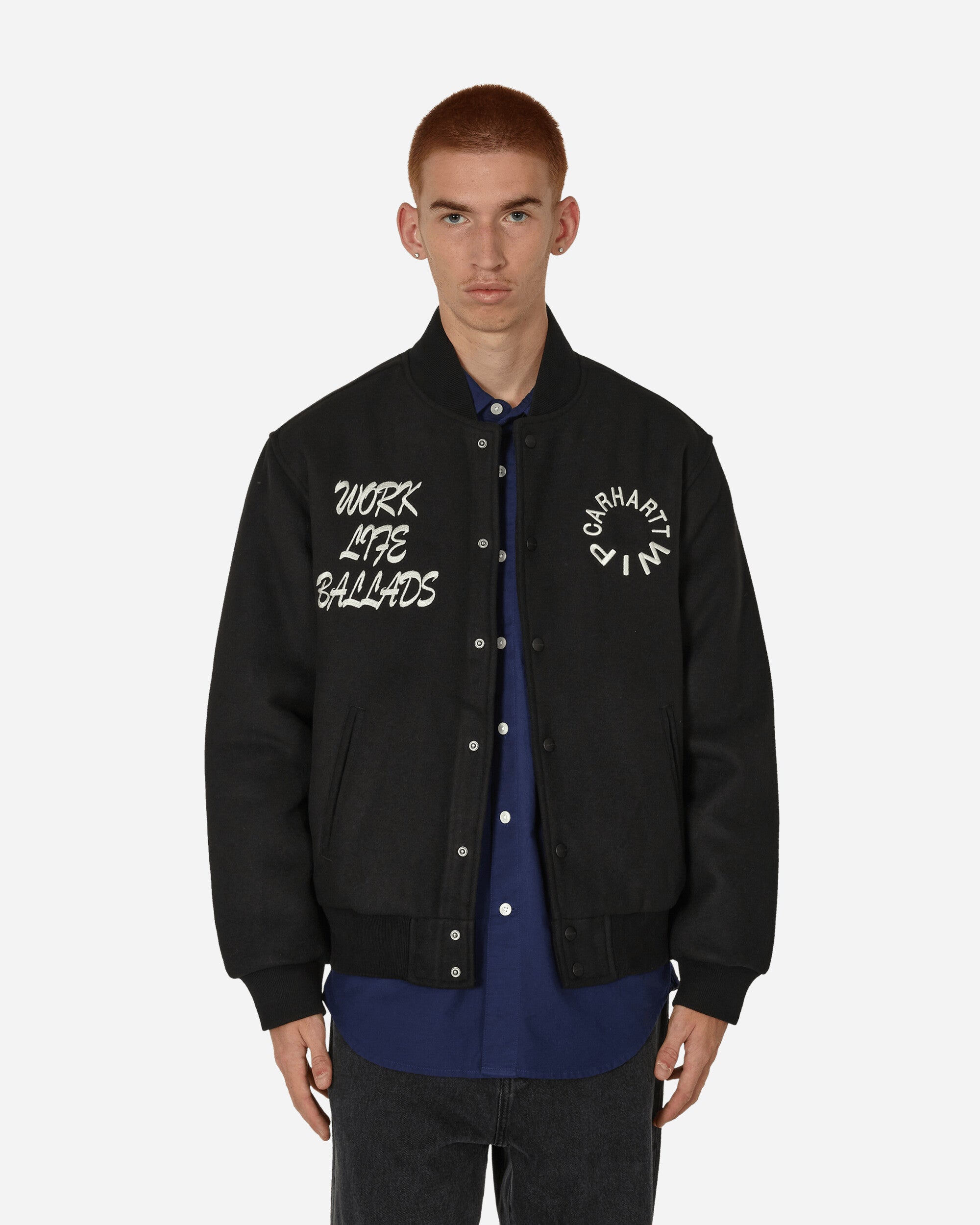 Carhartt WIP Work Varsity Bomber Black Coats and Jackets Bomber Jackets I032435 89XX