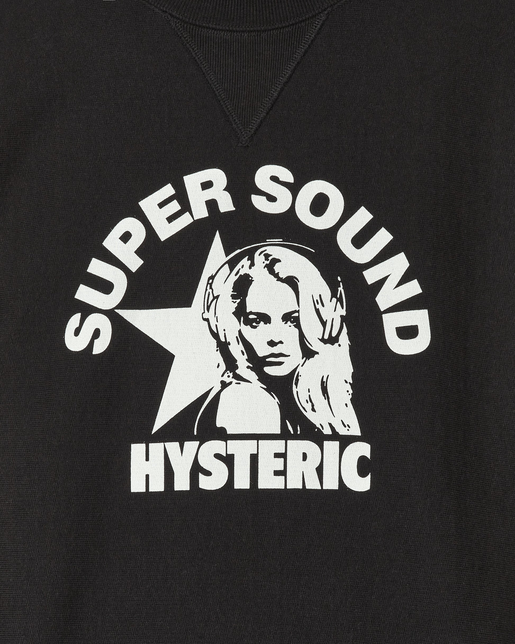 Hysteric Glamour Sweat Shirt Super Sound Black Sweatshirts Crewneck 02233CS06 96
