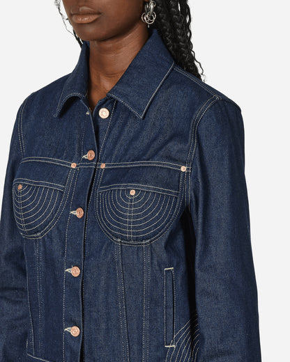 Jean Paul Gaultier Wmns Denim Jacket With Contrasted Top Stitching Madonna Inspired Indigo/Tabac Coats and Jackets Denim Jackets F-VE037I-D015 5572