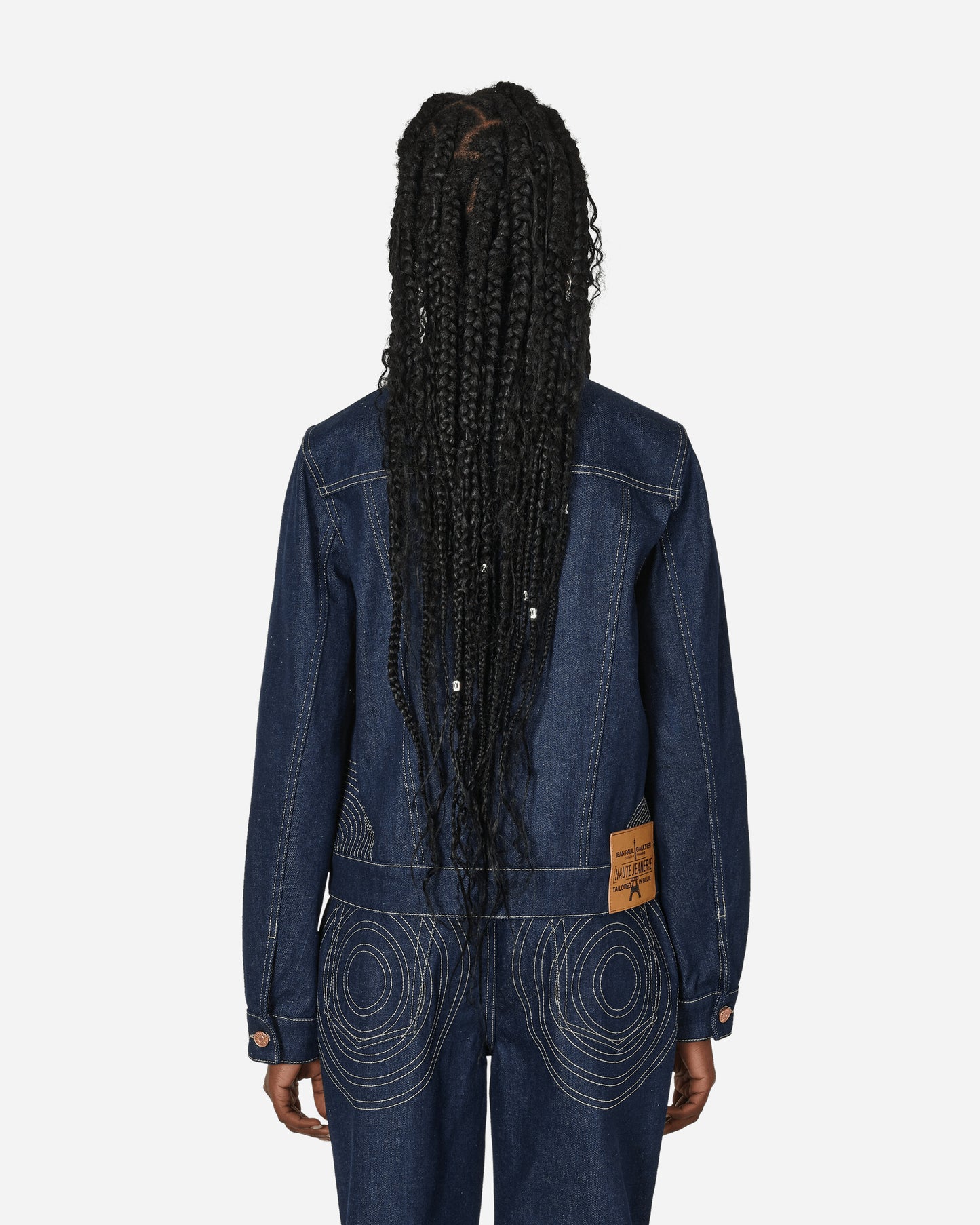 Jean Paul Gaultier Wmns Denim Jacket With Contrasted Top Stitching Madonna Inspired Indigo/Tabac Coats and Jackets Denim Jackets F-VE037I-D015 5572