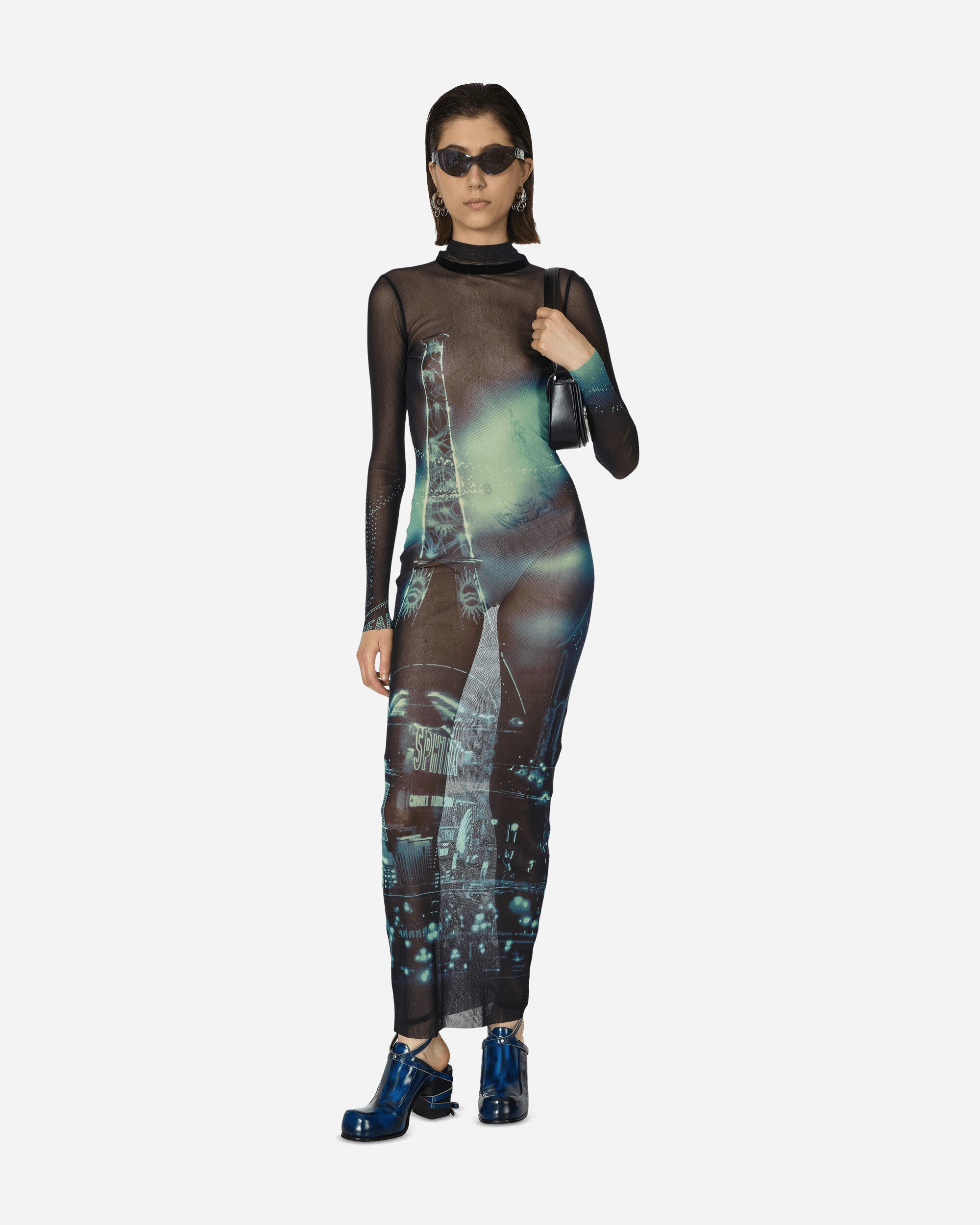 Jean Paul Gaultier Wmns Turtleneck Mesh Long Dress Multi Dresses Dress Long RO247-T552 59560100