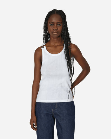 Jean Paul Gaultier Wmns Ribbed Tank Top With Overall Buckles White T-Shirts Shortsleeve U-DB023-J054 01