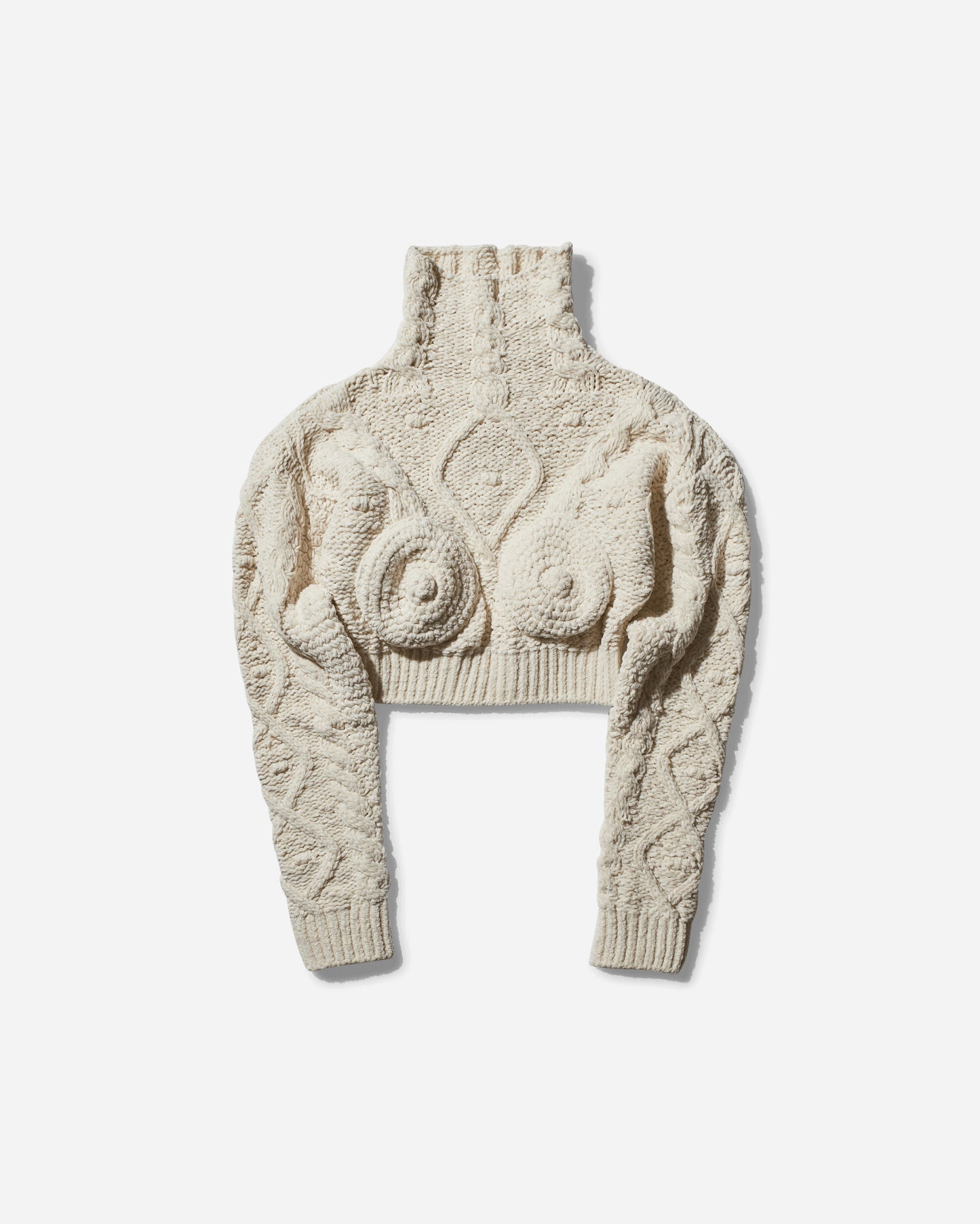 Jean Paul Gaultier Wmns Jumper With Iconic Madonna Knitted Breast Cream Knitwears Sweaters 2431FPL058-M081 64