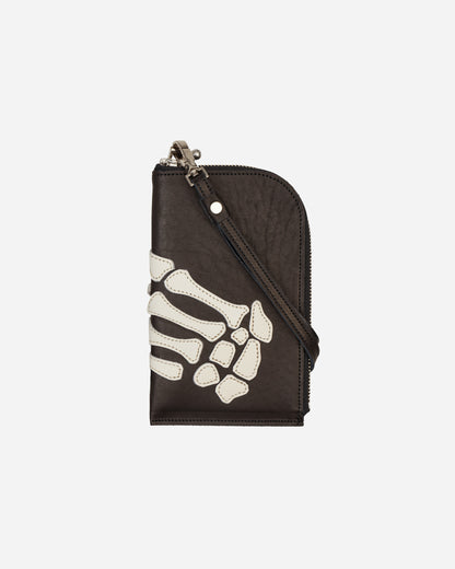 KAPITAL Leather Thumbs-Up Bone Hand Zip Neck Pouch Black Wallets and Cardholders Zip Wallets K2310XG534 1