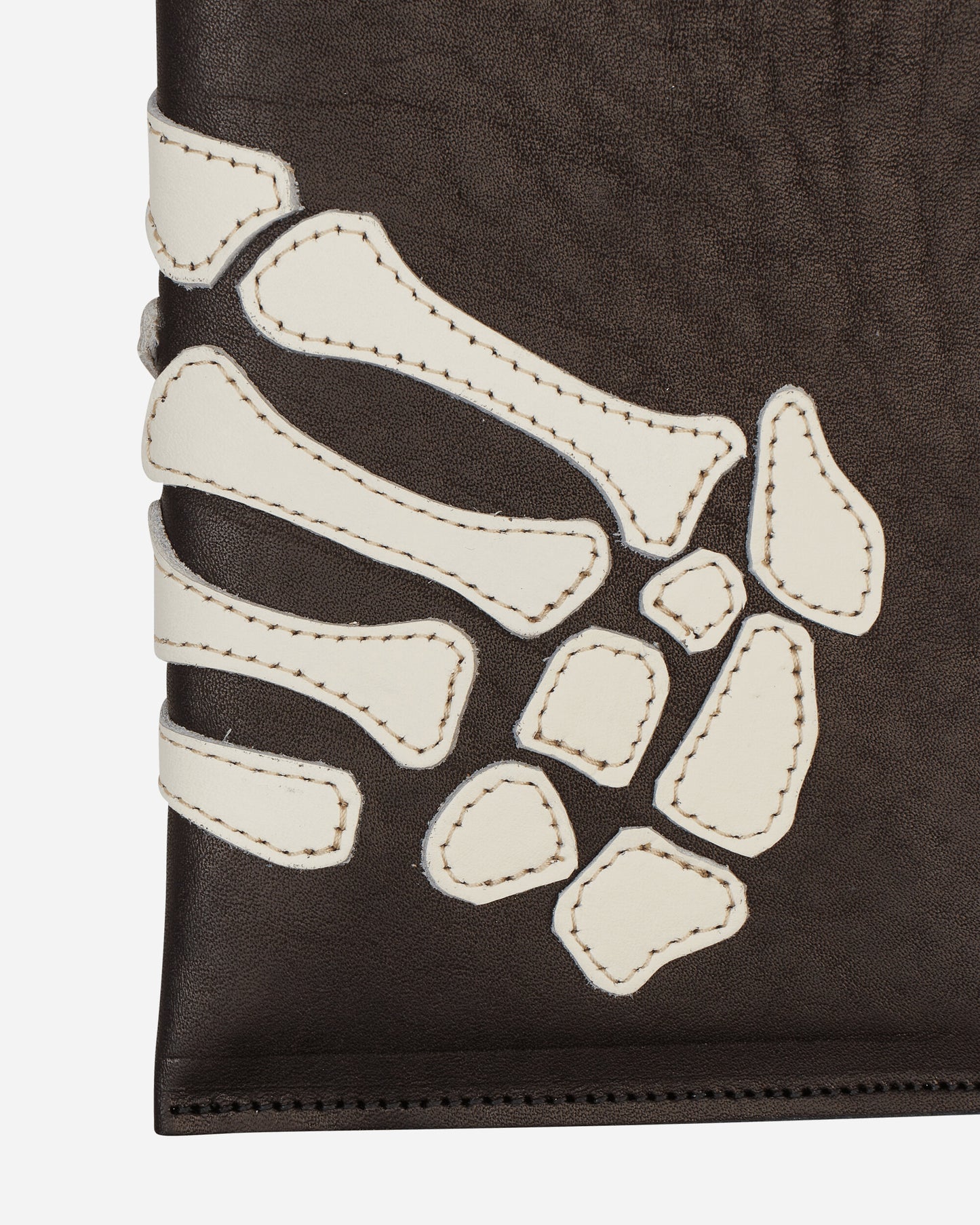 KAPITAL Leather Thumbs-Up Bone Hand Zip Neck Pouch Black Wallets and Cardholders Zip Wallets K2310XG534 1