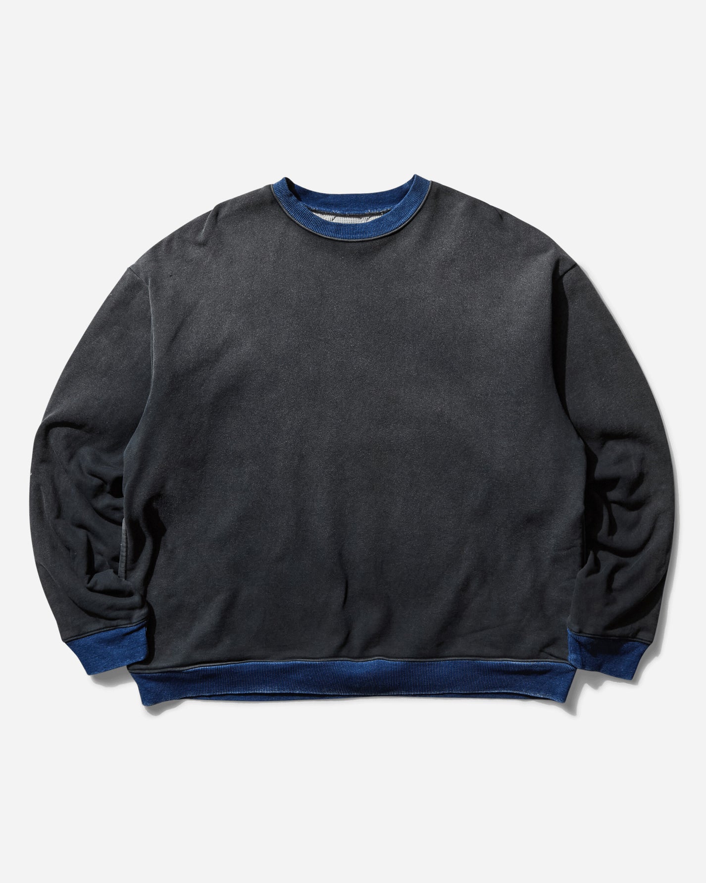 KAPITAL Swt Knit X Denim Quilting Navy 2Tones Big Swt Blkxidg Sweatshirts Crewneck EK-1515LCA 1