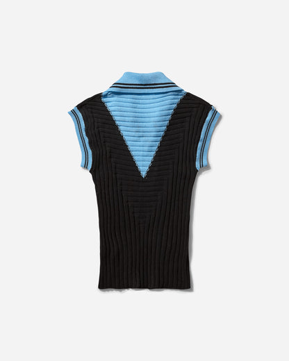 Kiko Kostadinov Wmns Quimby Sleeveless Knit Polo Carbon Black/Tropical Blue  Knitwears Gilets KKWSS25KN01 83