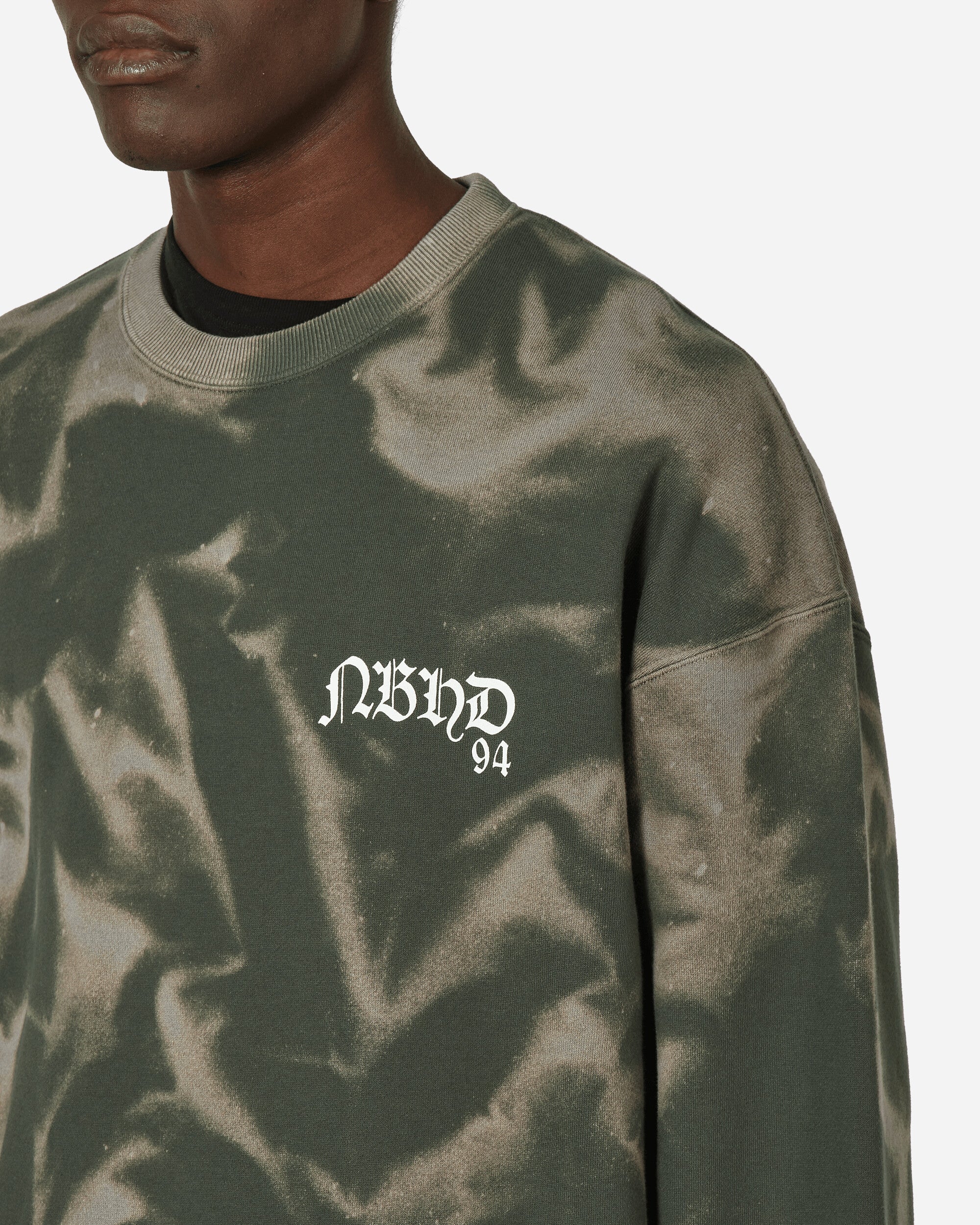 Neighborhood Tie-Dye Sweat Shirt Ls Olive Drab Sweatshirts Crewneck 241FPNH-CSM09 OD