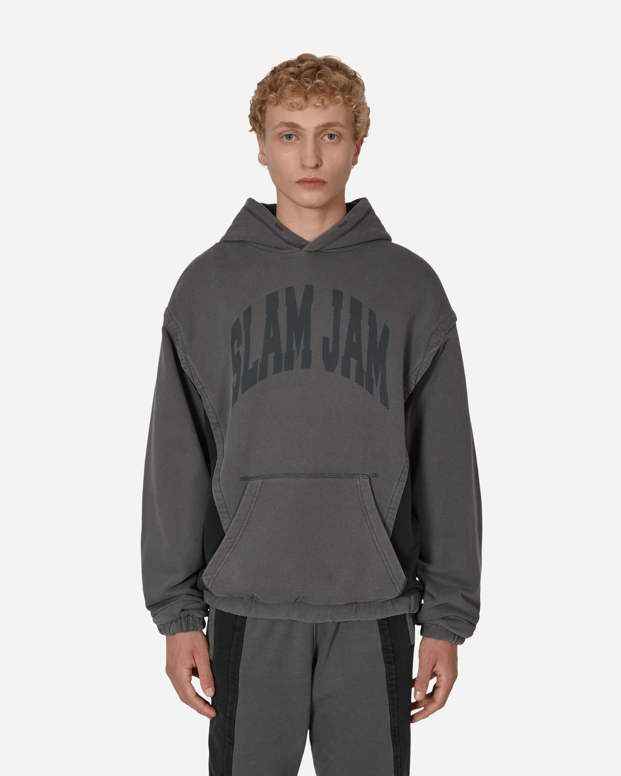 Slam Jam Panel Hoodie Gray Black Sweatshirts Hoodies SBM0016FA08 GRYBL01