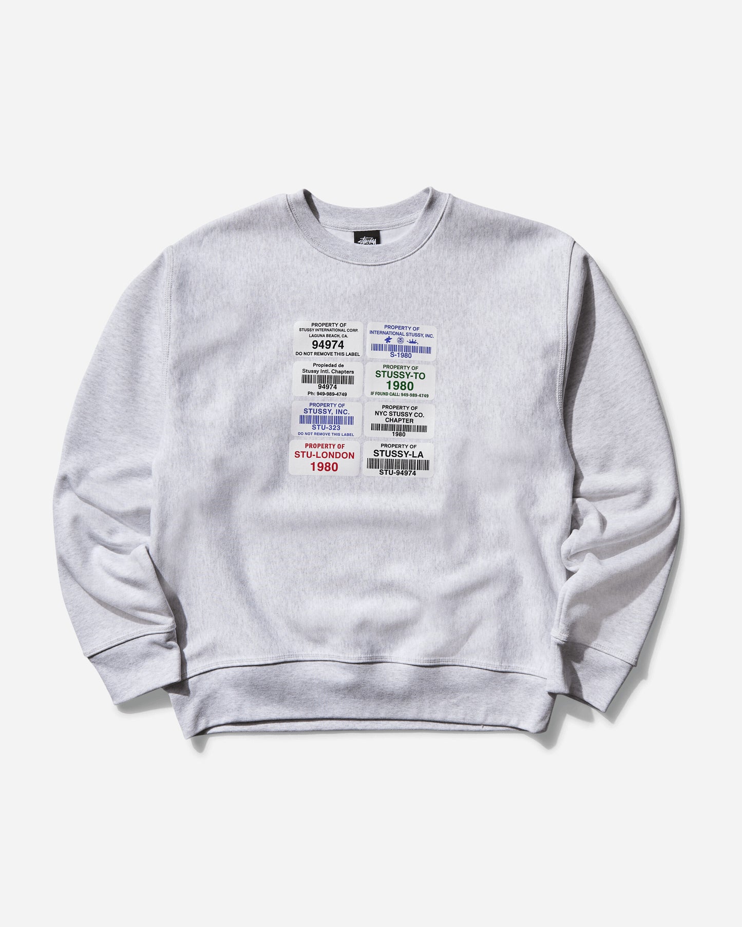 Stüssy Codes Crew Ash Heather Sweatshirts Crewneck 1915057SJ 0062