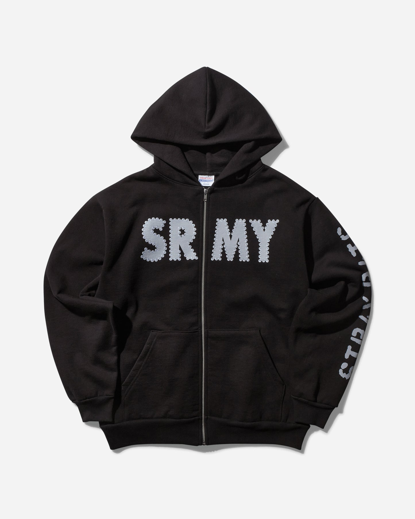 Stray Rats Srmy Glitter Zip Hood Black Sweatshirts Hoodies SRF1234 BLACK