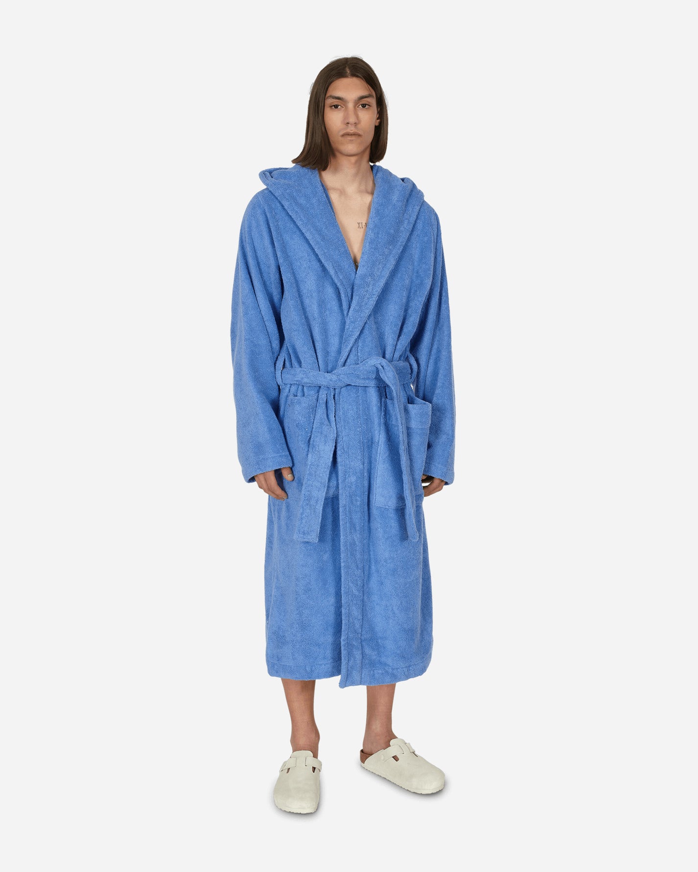 Tekla Hooded Bathrobe Clear Blue Textile Bathrobes BT CL