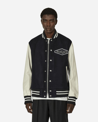 sacai Sacai Gonz Wool Melton X Leather Blouson Navy/Offwhite Coats and Jackets Bomber Jackets 24-03523M 257