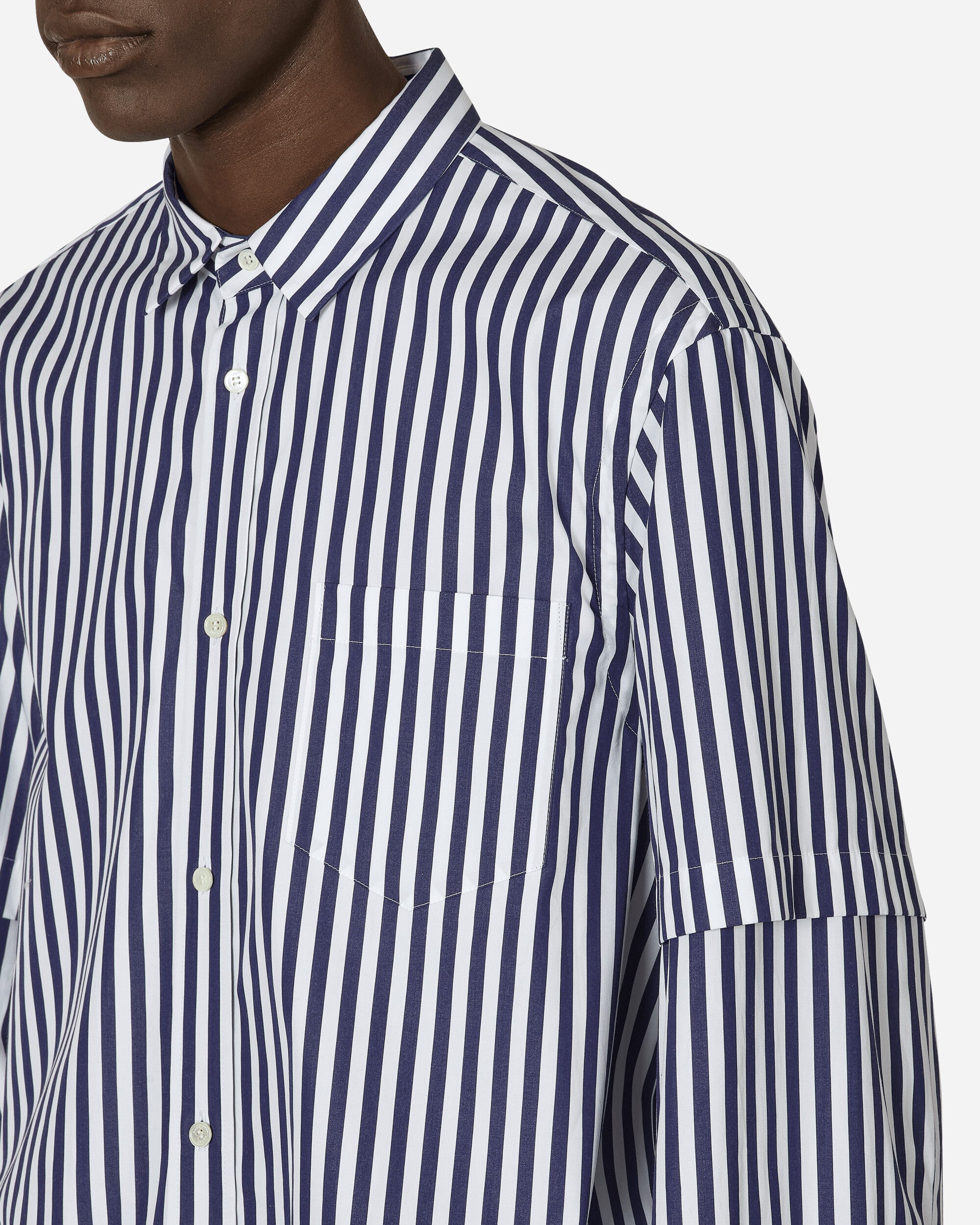 sacai Cotton Poplin Shirt Navy Stripe Shirts Longsleeve Shirt 24-03465M 222