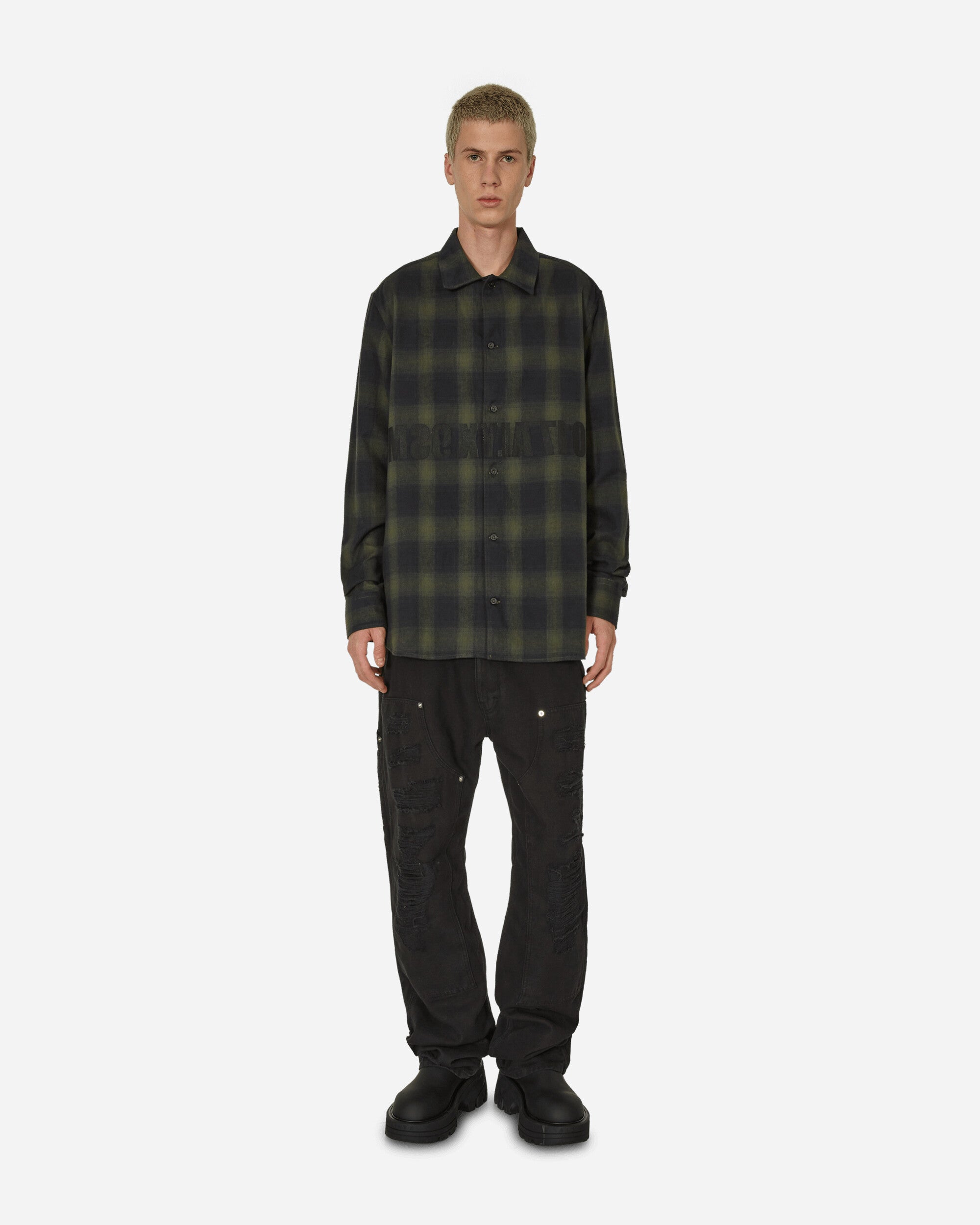Graphic Flannel Shirt Military Green