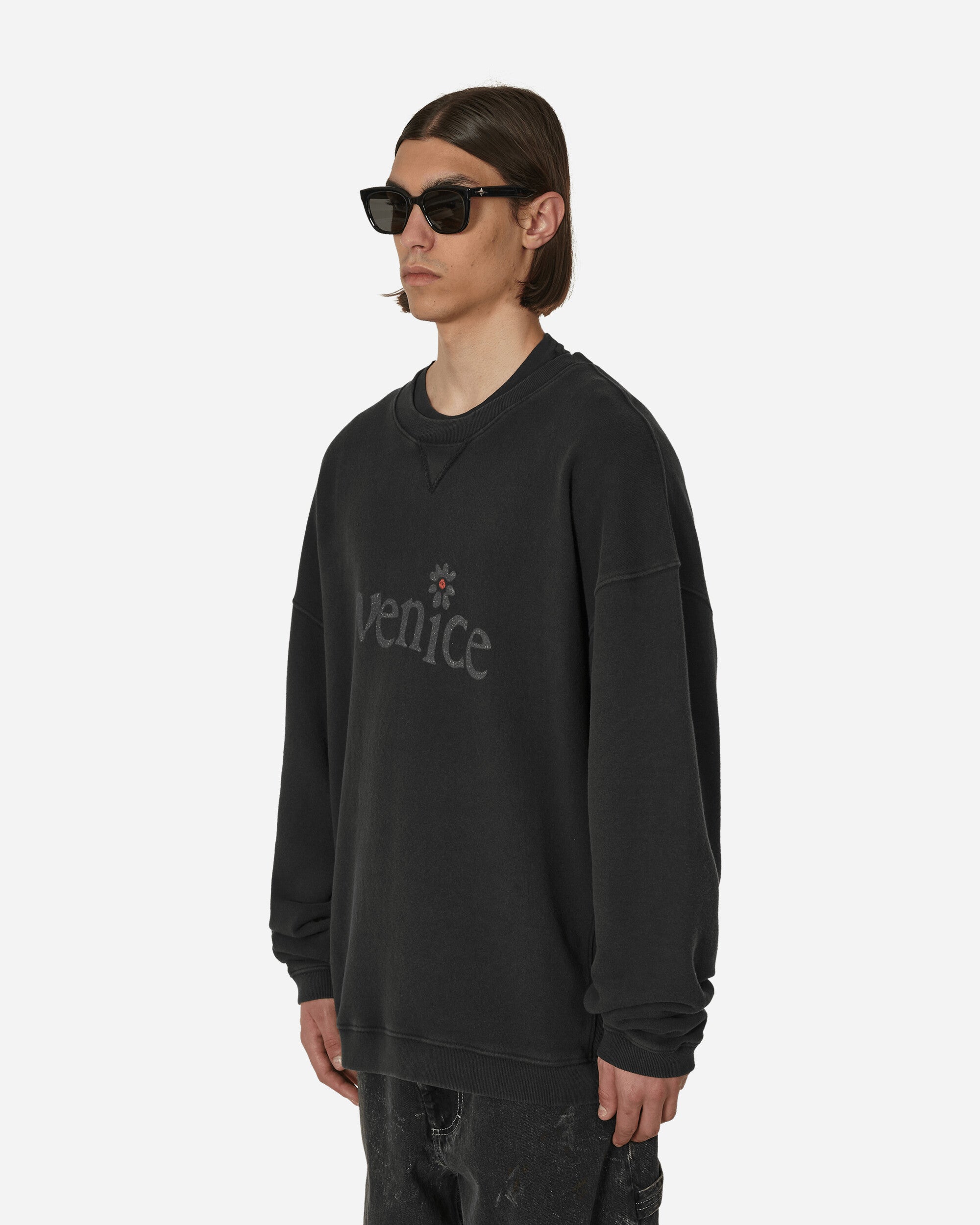 ERL Venice Crew Neck Premium Fleece Black Sweatshirts Hoodies ERL06T037  1
