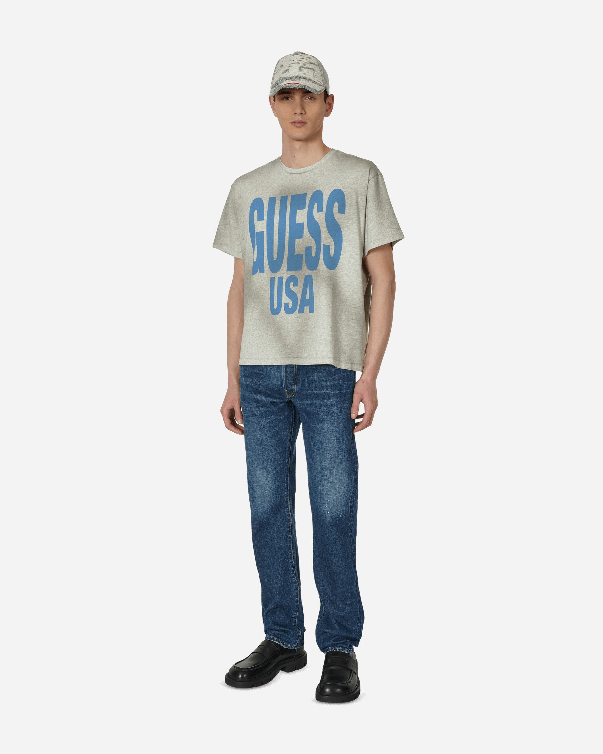 Guess USA Gusa Aged Graphic Tee Gusa Heather Grey T-Shirts Shortsleeve M3GI01KBNQ0 F9TJ