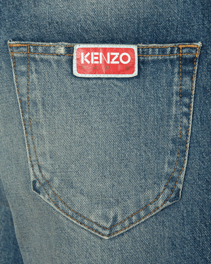 Kenzo Paris Medium Stone Asagao Straight J Medium Stone Blue Pants Denim FD55DP3316A3 D5