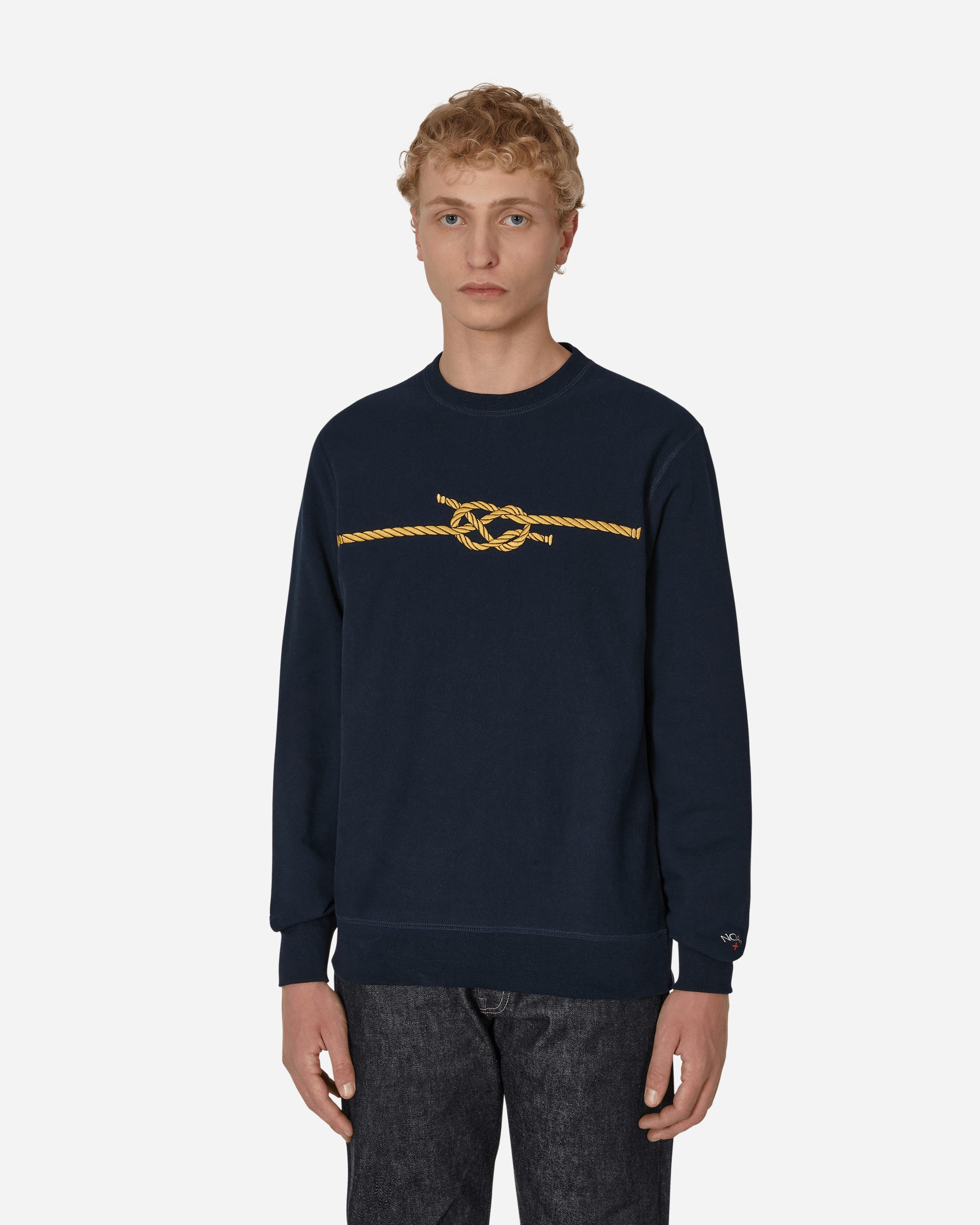 Noah Knot Crewneck Navy  Knitwears Sweaters SS070FW22 NVY