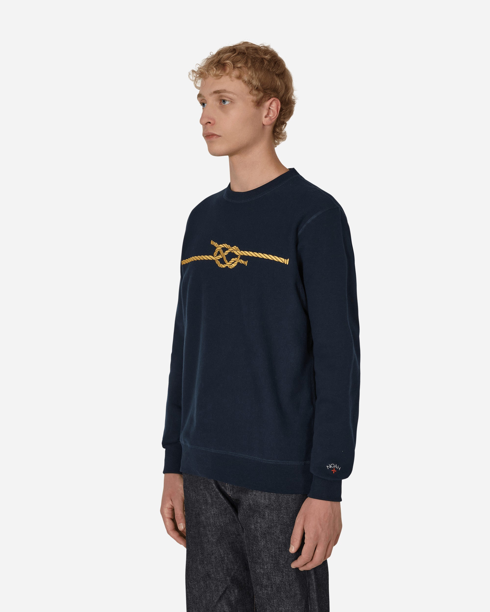 Noah Knot Crewneck Navy  Knitwears Sweaters SS070FW22 NVY