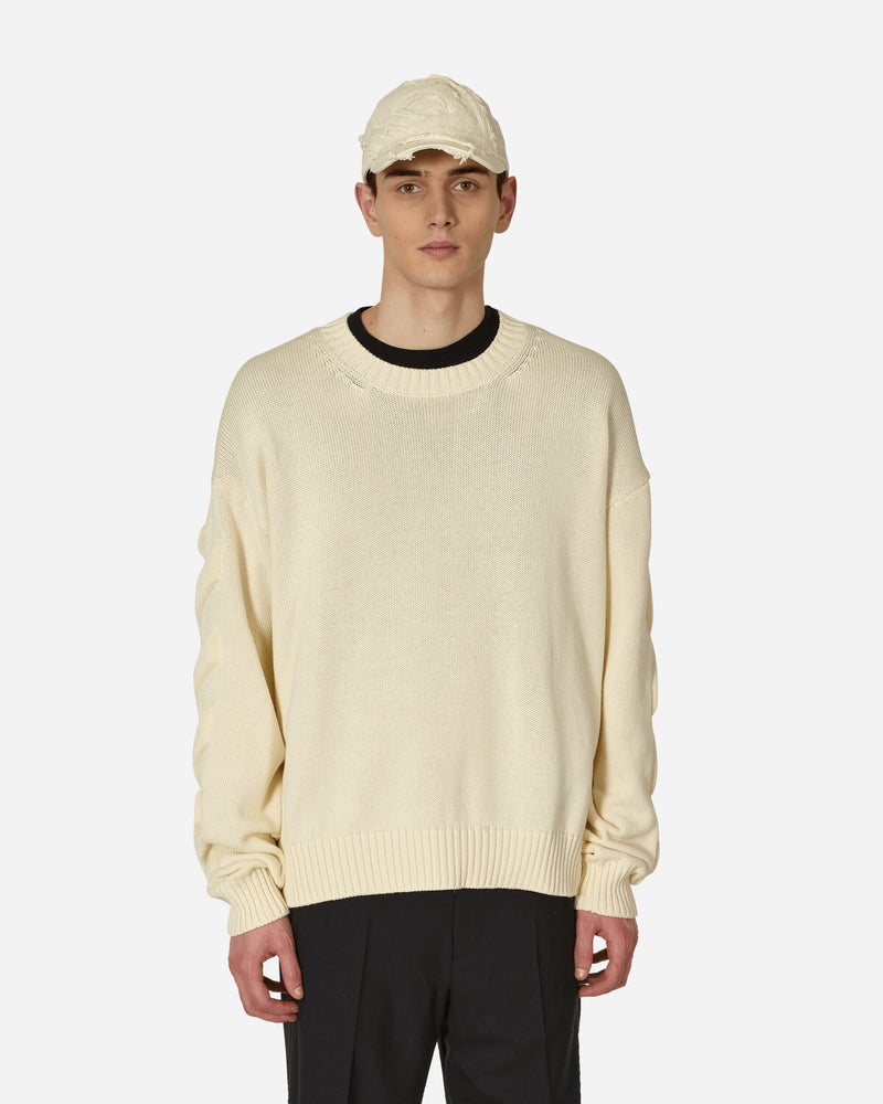 3D Diagonal Crewneck Sweater Beige