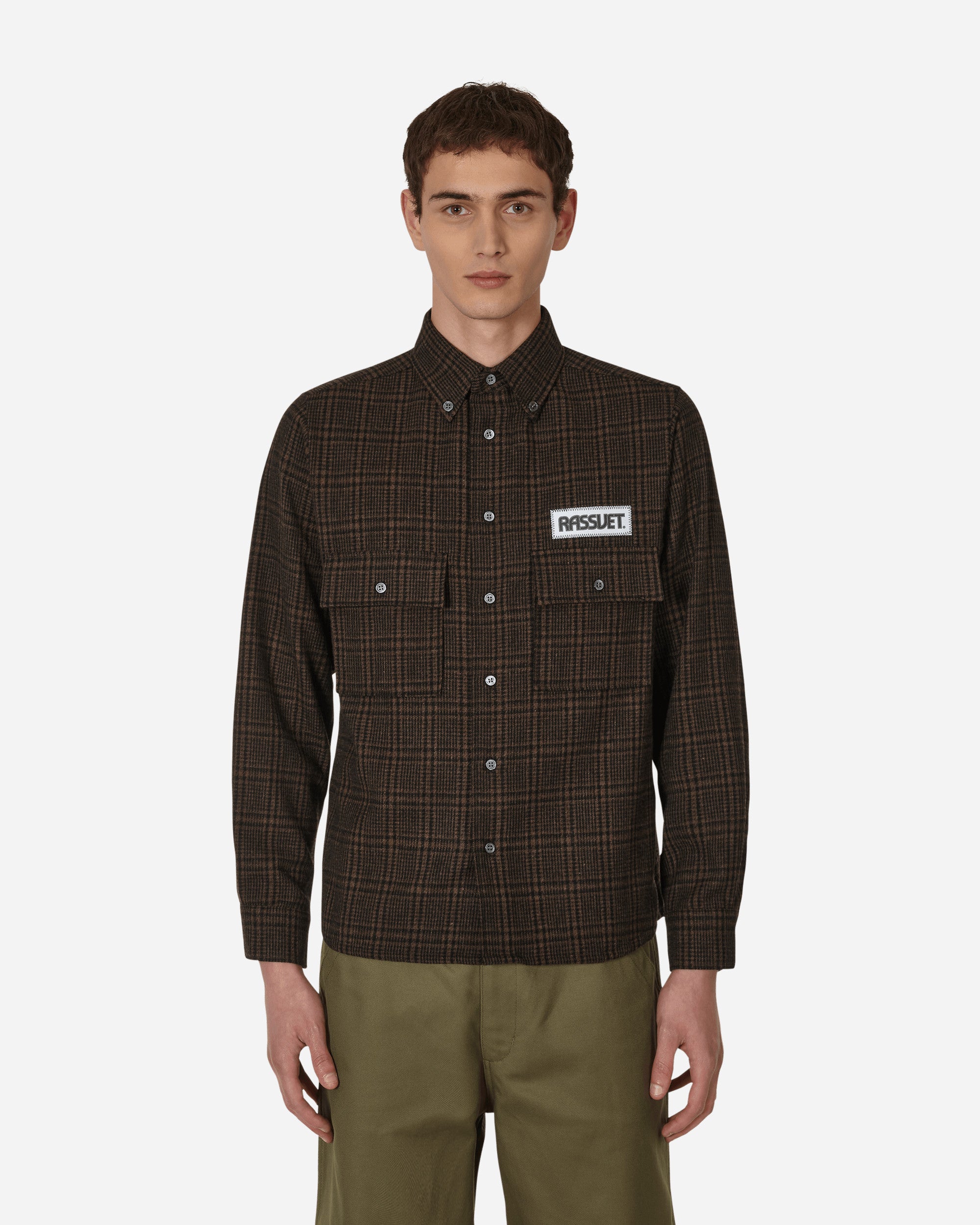 Checked Two Pocket Shirt Brown