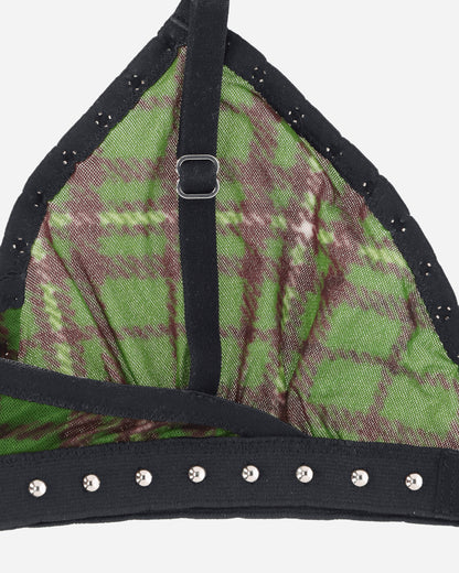 Priscavera Wmns Studded Bra Green Tartan Underwear Bras 008023-107 GT