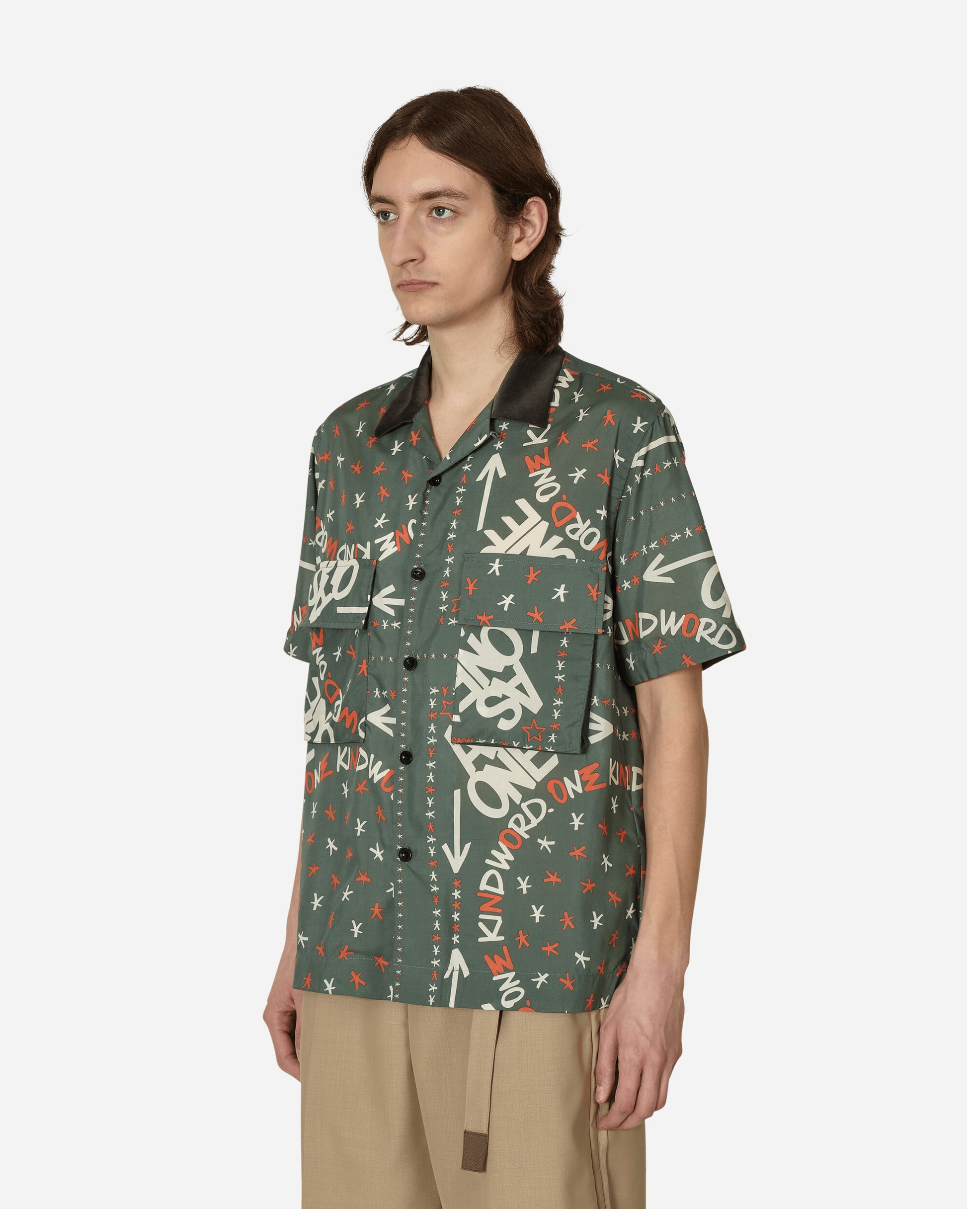 Sacai Eric Haze / Bandana Print Shirt Green Shirts Shortsleeve Shirt 23-02980M 551